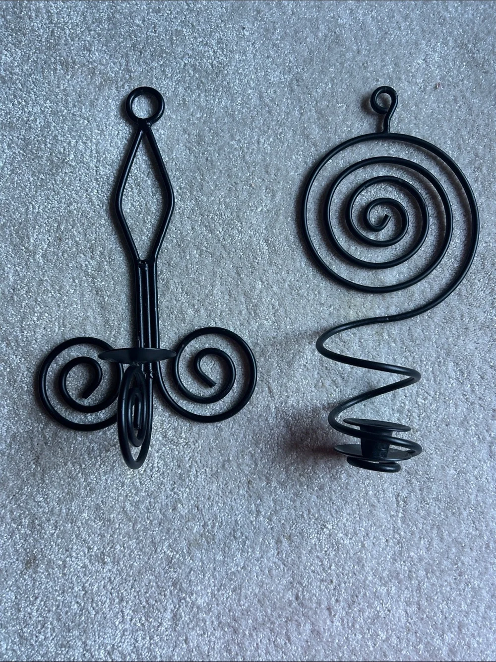 Black Decorative Spiral Wall candle holders- Set of 2